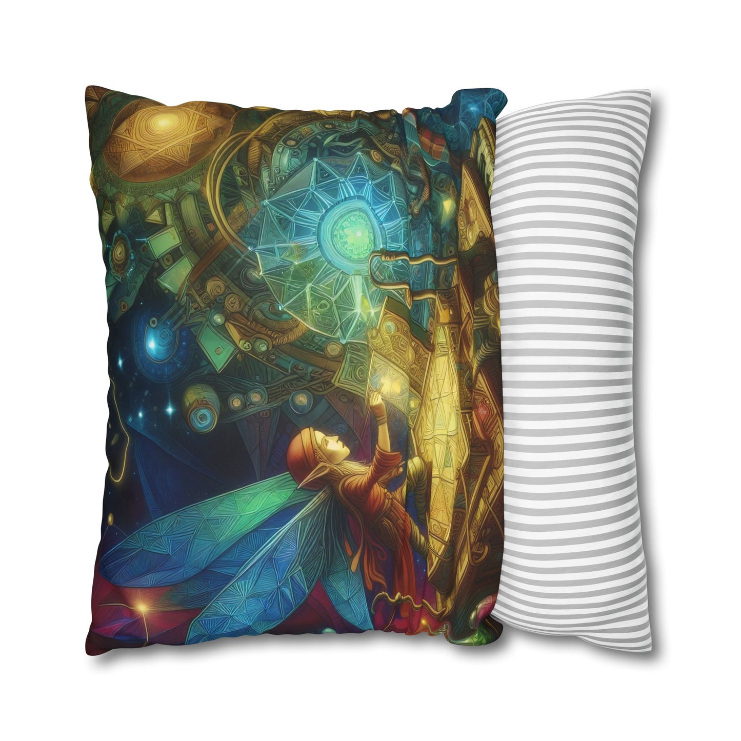 تکیہ پوش | مربع | پالئیےسٹر کینوس | روحانی مجسم | فیری پزل باکس