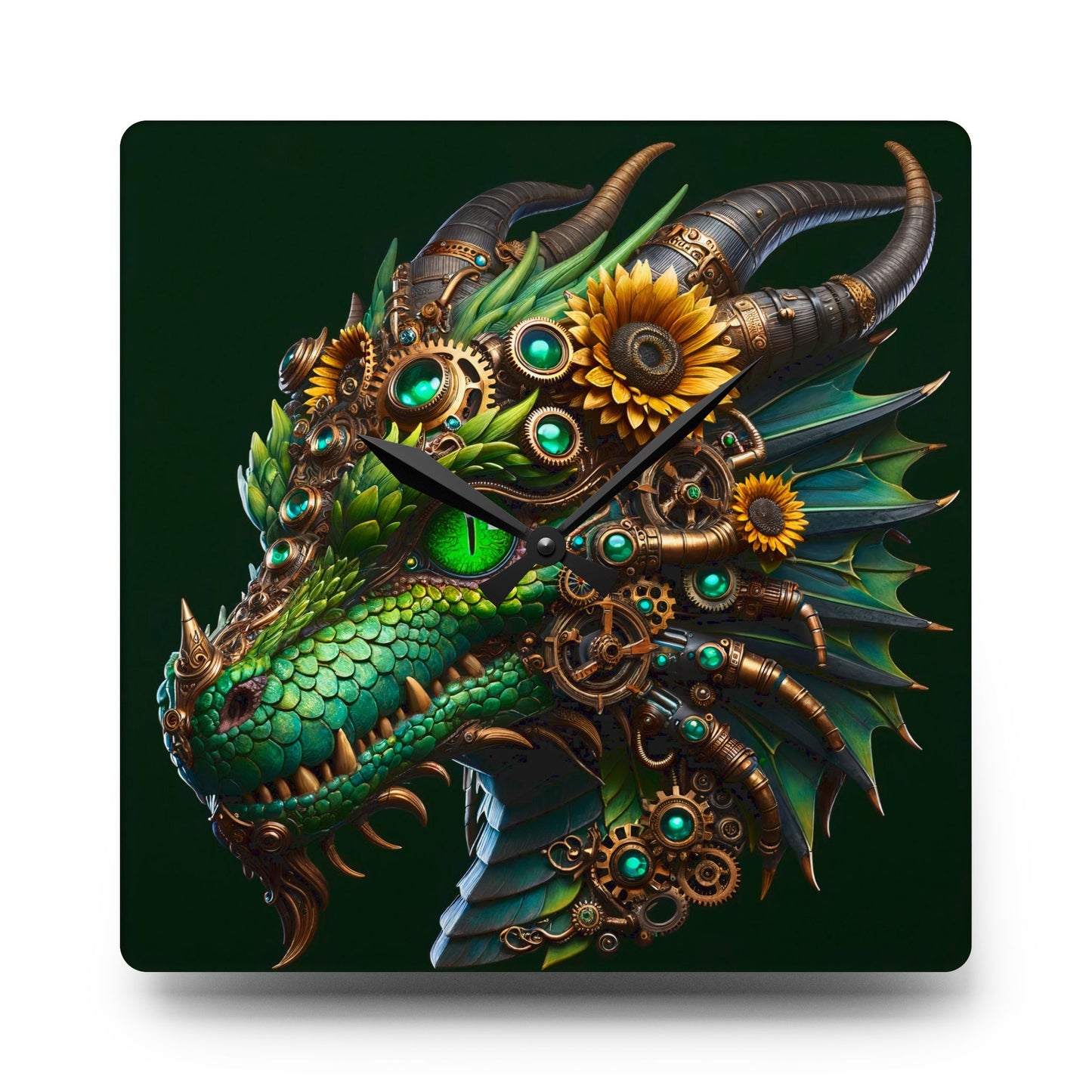 壁掛け時計 | アクリル | 丸型または正方形 | スチームパンク | メカニカルファンタジー | ドラゴン