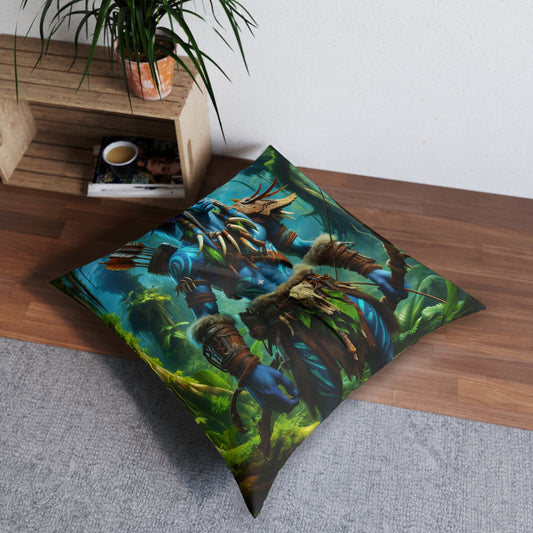 Bantal | Bantal Lantai | Berumbai | Persegi | Fantasi Suku | Prajurit Hutan Elf Kayu