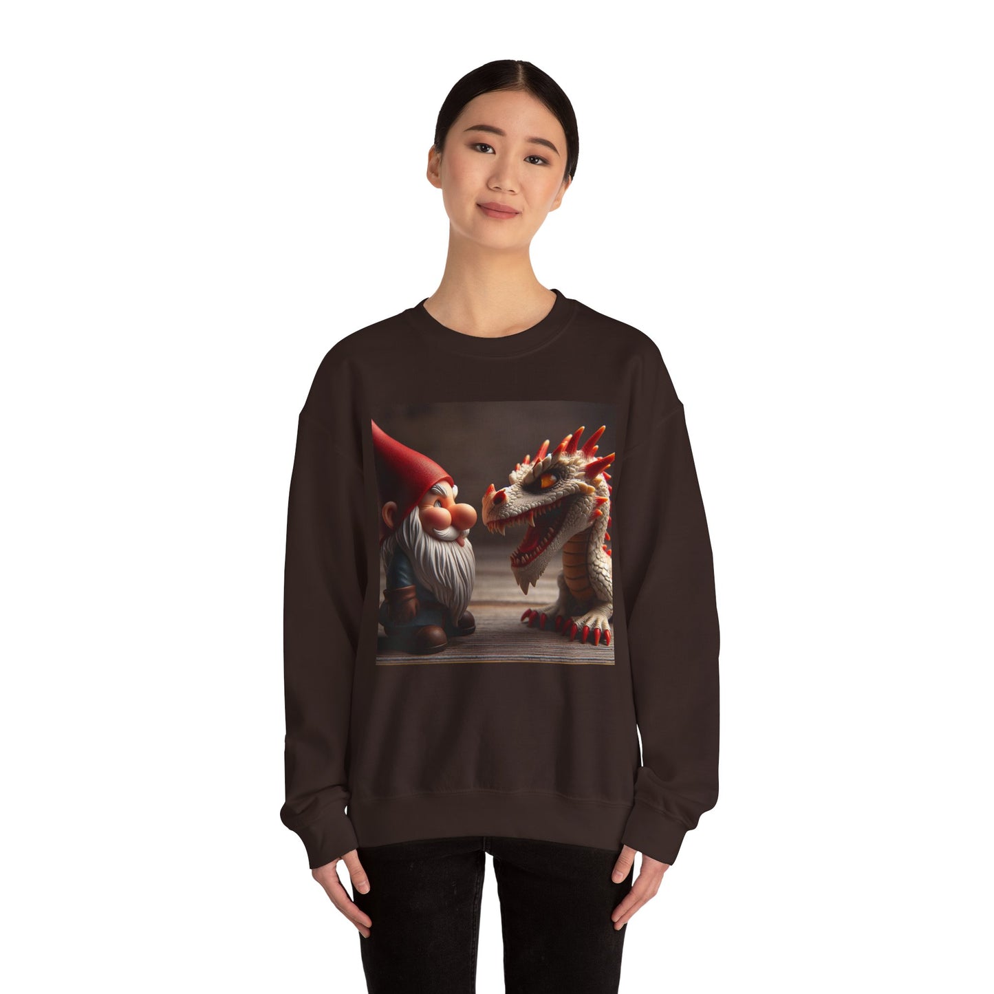 Bluza dresowa | Unisex | Okrągły dekolt | Gruba mieszanka | Fantasy folklorystyczne | Gnom i Smok