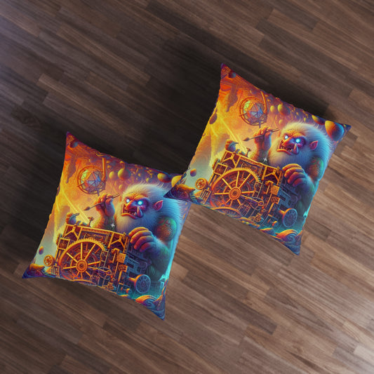 Coussin | Coussin de sol | Tufté | Carré | Artificier Givré | Artisan Cosmique