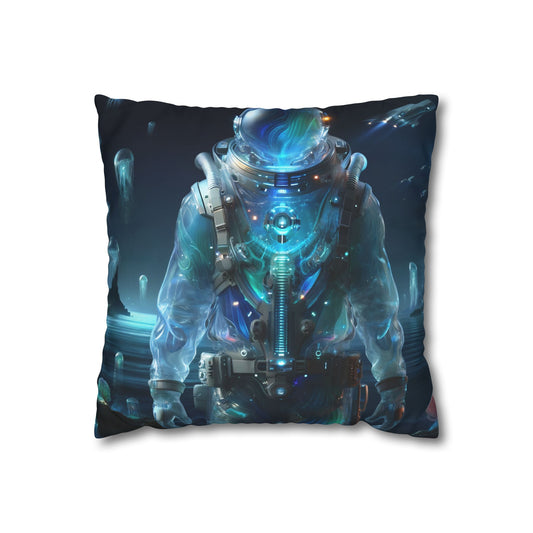 Kissenbezug | Quadratisch | Polyester-Leinwand | Weltraum-Biolumineszenz | Astronaut