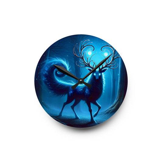 ساعة حائط | أكريليك | مستديرة أو مربعة | الغزال الأسطوري | أزرق روح