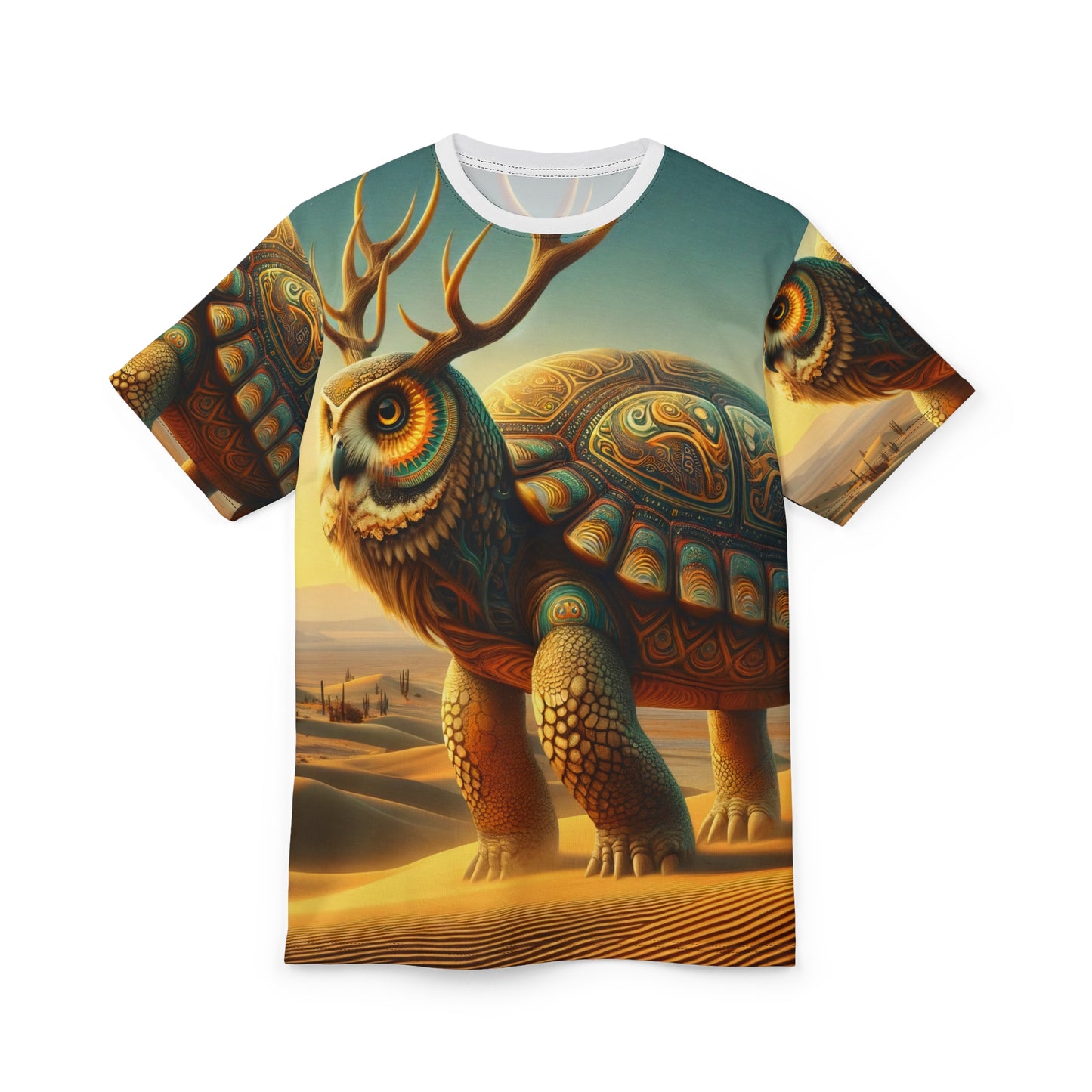 Tシャツ | 全面プリント | ユニセックスTシャツ | 神話生物学 | キリン亀 | 砂漠の精霊