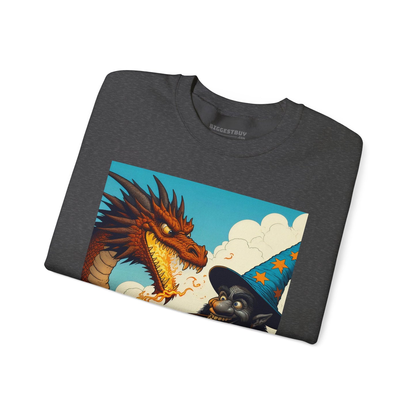 Bluza dresowa | Unisex | Okrągły dekolt | Gruba mieszanka | Heroiczne fantasy | Smok i czarodziej