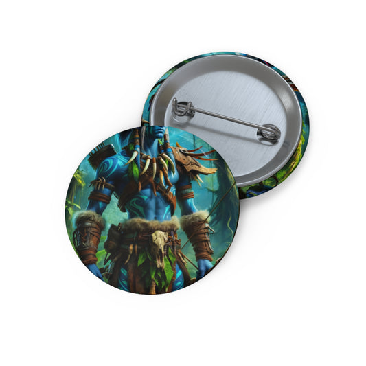 Button | Pin Button | Pin-Back | Tribal Fantasy | Wood Elf Warrior