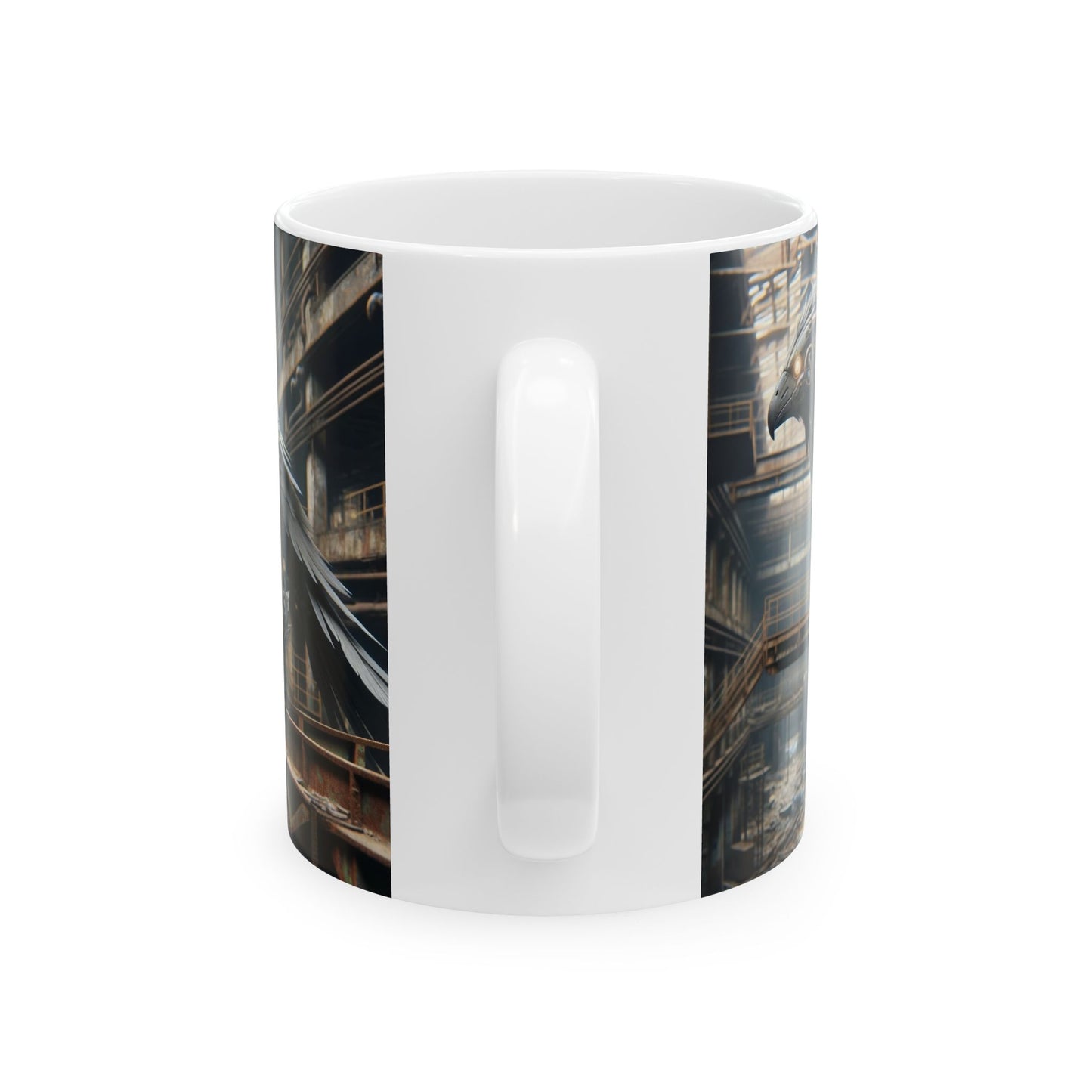 Mug | Céramique | Blanc | Steampunk | Rétrofuturisme | Corbeau