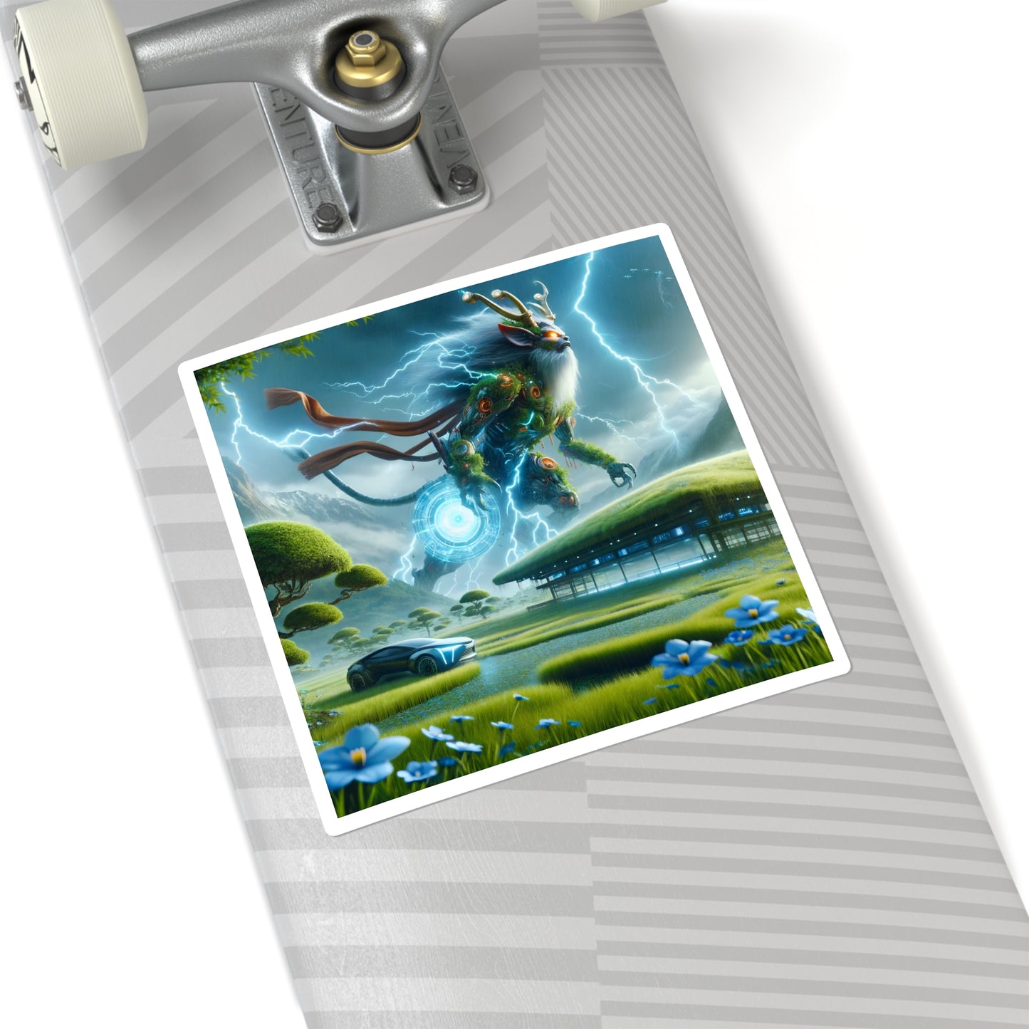 스티커 | 사각형 | 전기 기린 | 신화 판타지 | 번개의 수호자