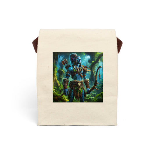 Lunch Bag | Canvas | With Strap | Tribal Fantasy | Wood Elf Warrior