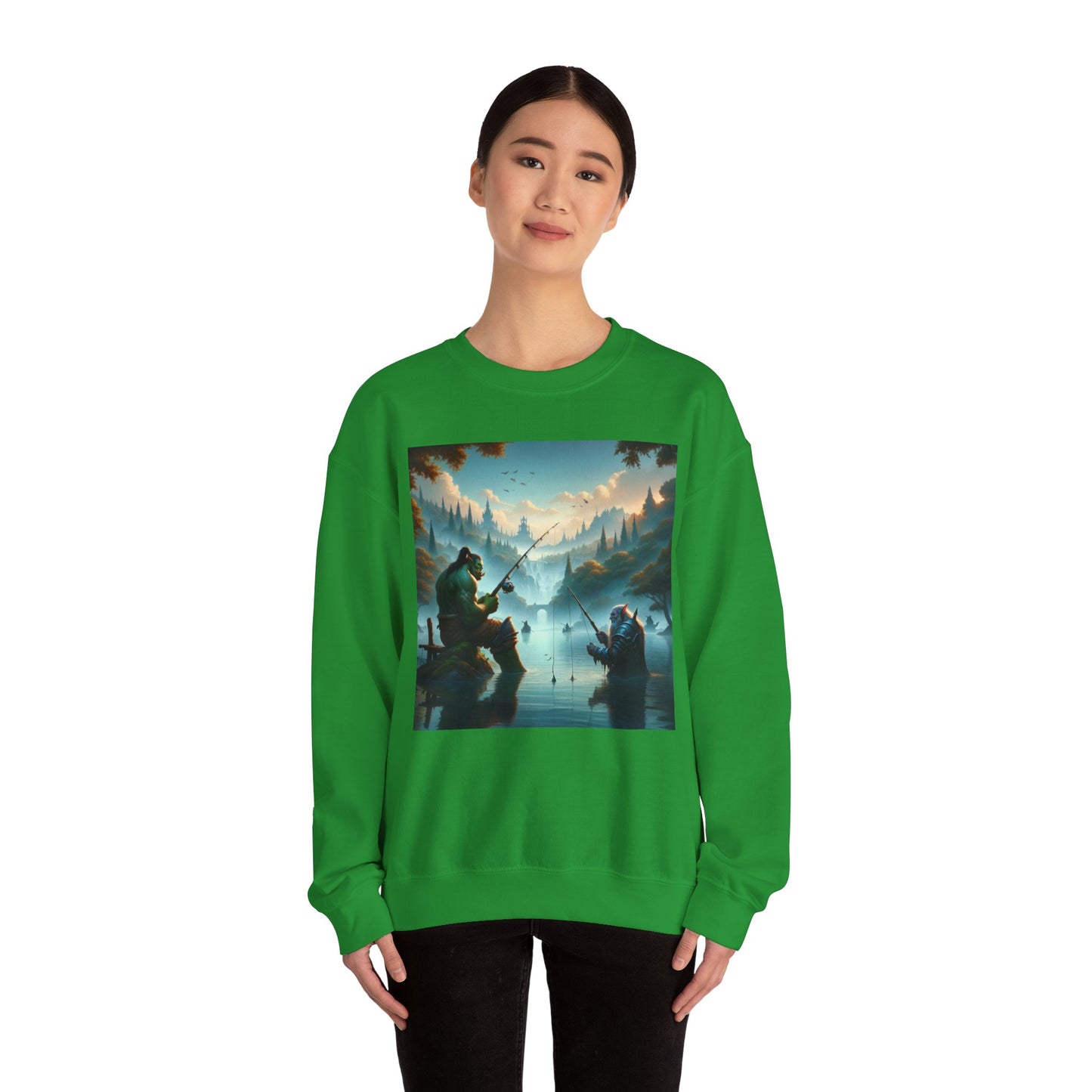 Bluza dresowa | Unisex | Okrągły dekolt | Gruba mieszanka | Fantasy międzyrasowe | Orc i krasnolud