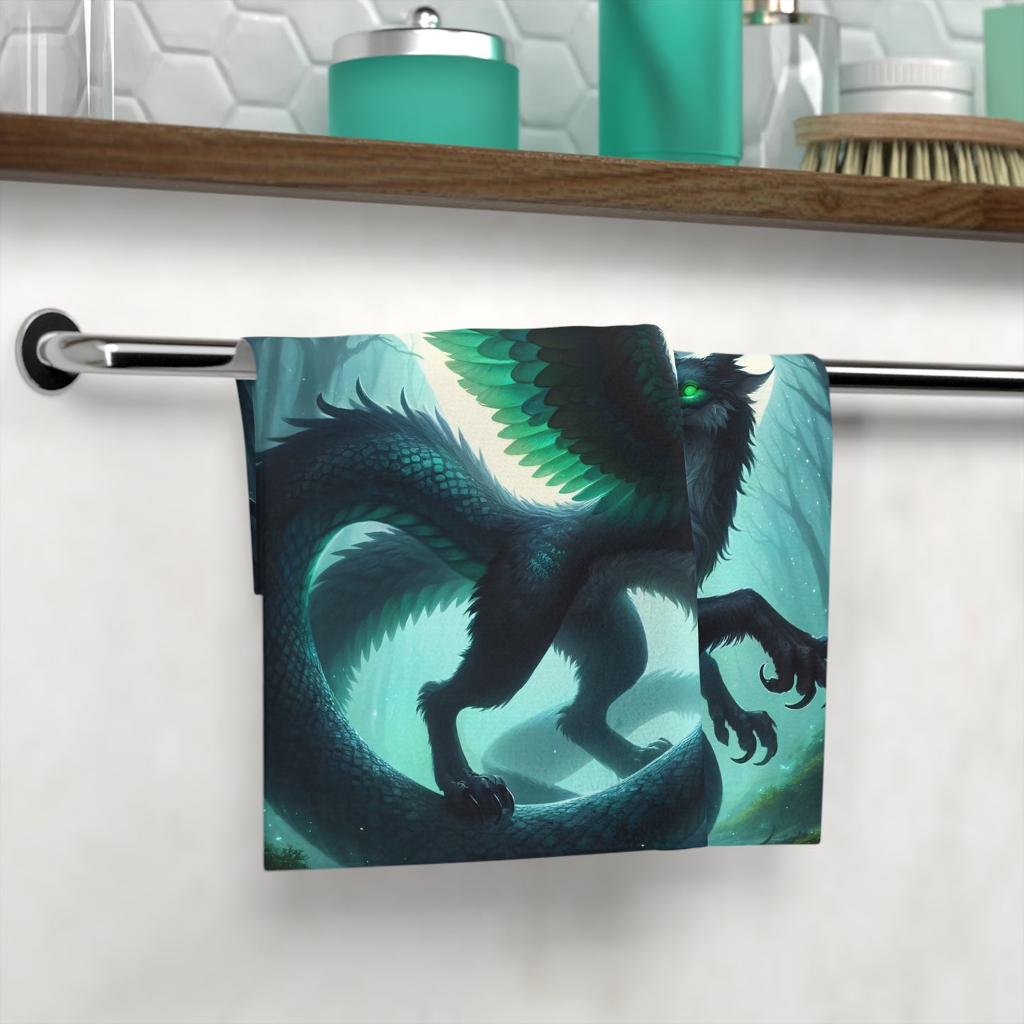 تولیہ | چہرے کا تولیہ | اساطیری فینٹسی | ڈریگن | ریشمی پر