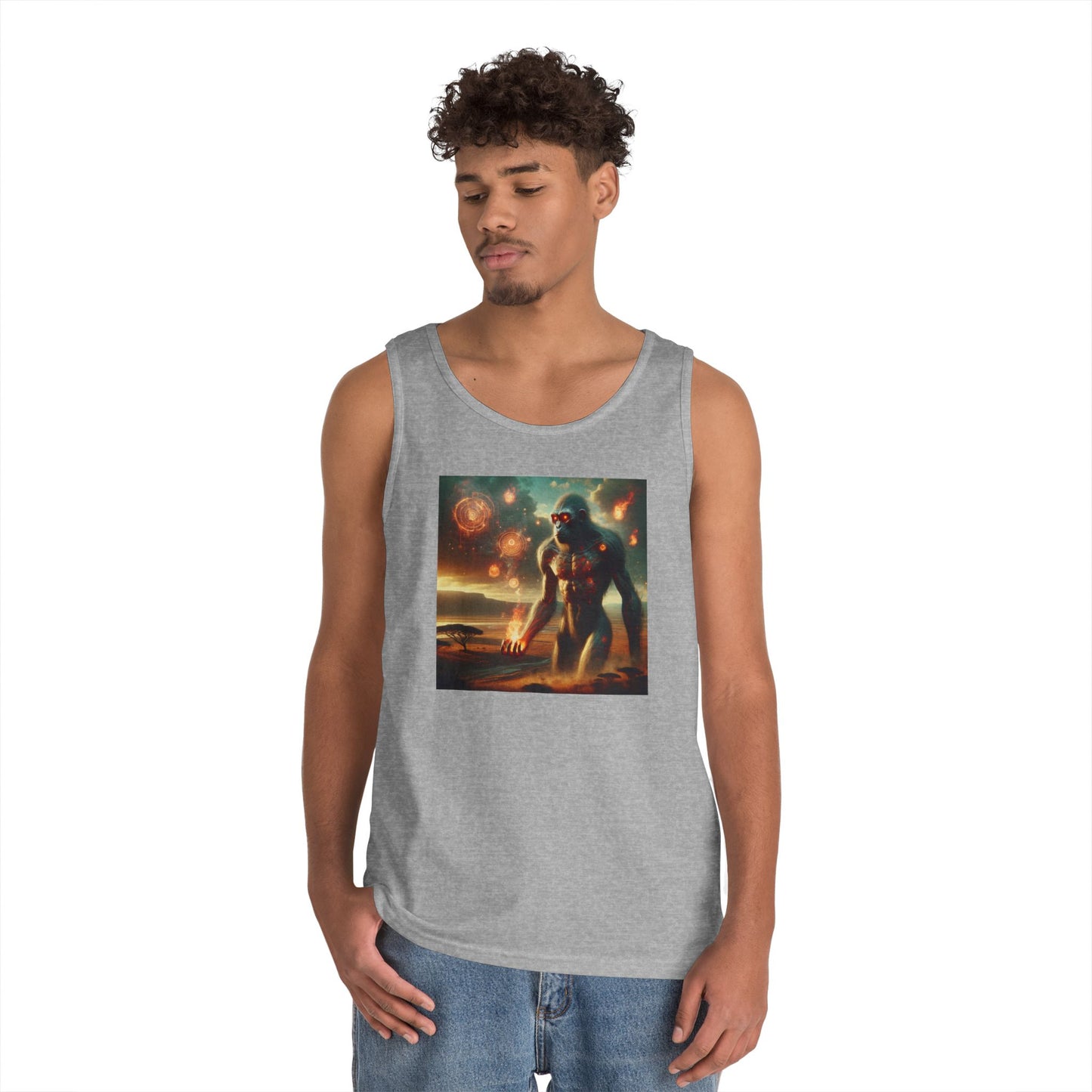 Tank Top | Unisex | Katun Tebal | Mitos Titan Api | Dewa Primordial