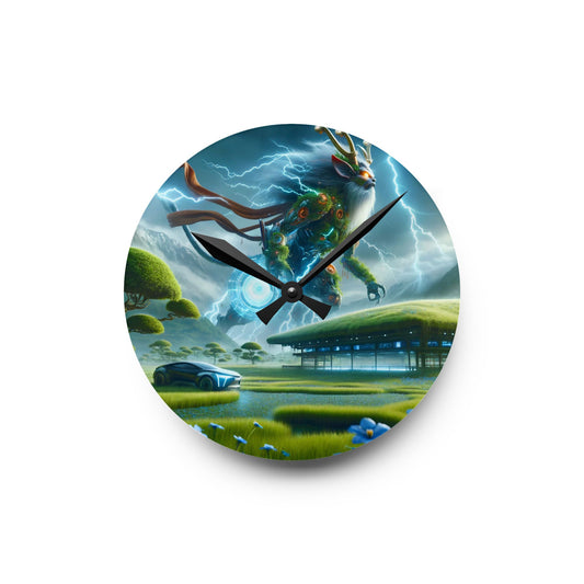 Wall Clock | Acrylic | Round or Square | Techno-Fantasy | Electric Kirin