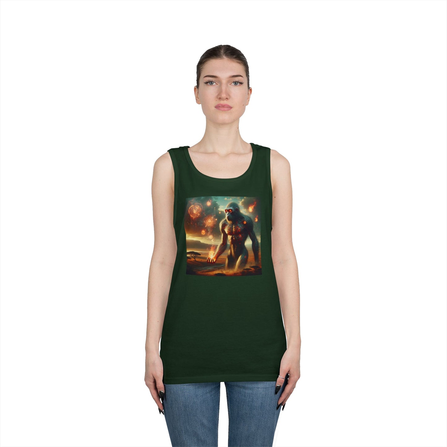 Tank Top | Unisex | Katun Tebal | Mitos Titan Api | Dewa Primordial