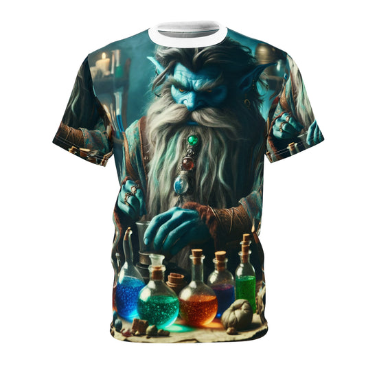 ٹی شرٹ | آل اوور پرنٹ | یونیسیکس ٹی | جادوئی کیمیا گری | جن کیمیا گر