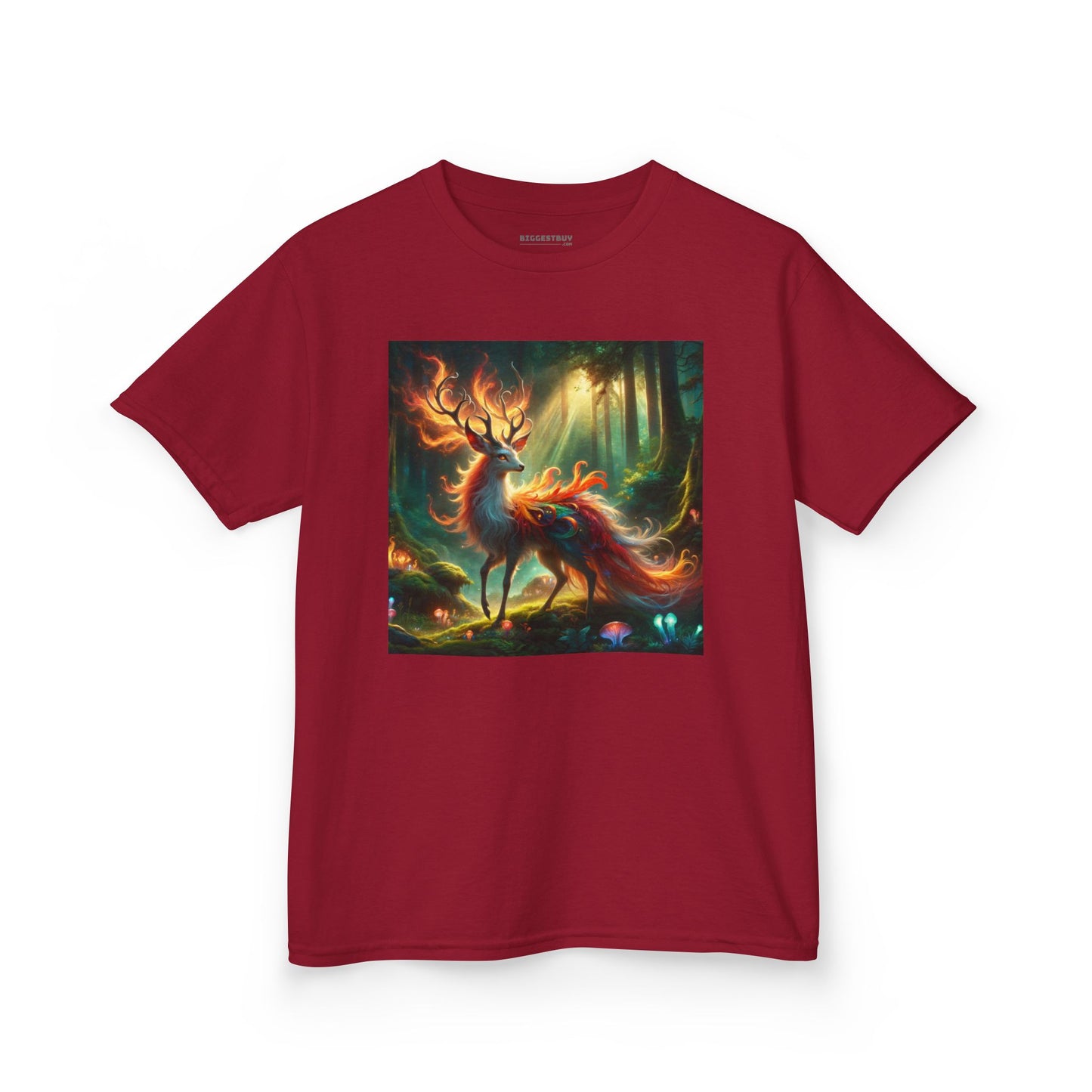 T-Shirt | Koszulka dziecięca | Ciężka bawełna | Mistyczna fantazja | Ognisty jeleń