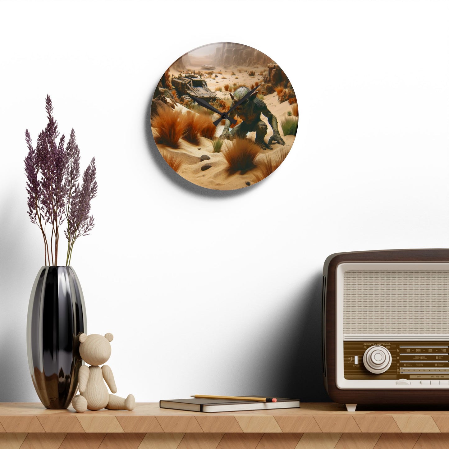 Wanduhr | Acryl | Rund oder quadratisch | Post-Apokalypse | Goblin | Wüstenkreatur