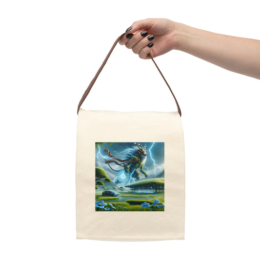 Lunch Bag | Canvas | With Strap | Techno-Fantasy | Electric Kirin