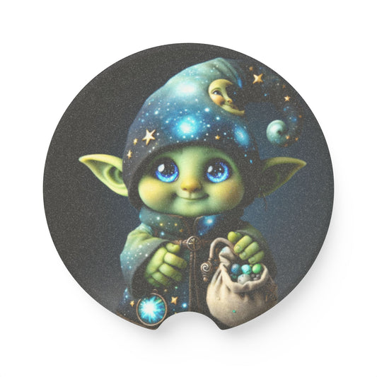 Apoia-copos | Apoia-copos para carro | Pedra-sabão | Fantasia | Duende | Mago Celestial