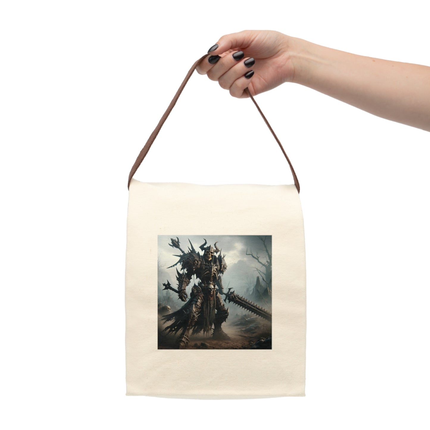 점심 가방 | 캔버스 | 스트랩 포함 | 다크 판타지 | 언데드 나이트 | 죽음의 기사