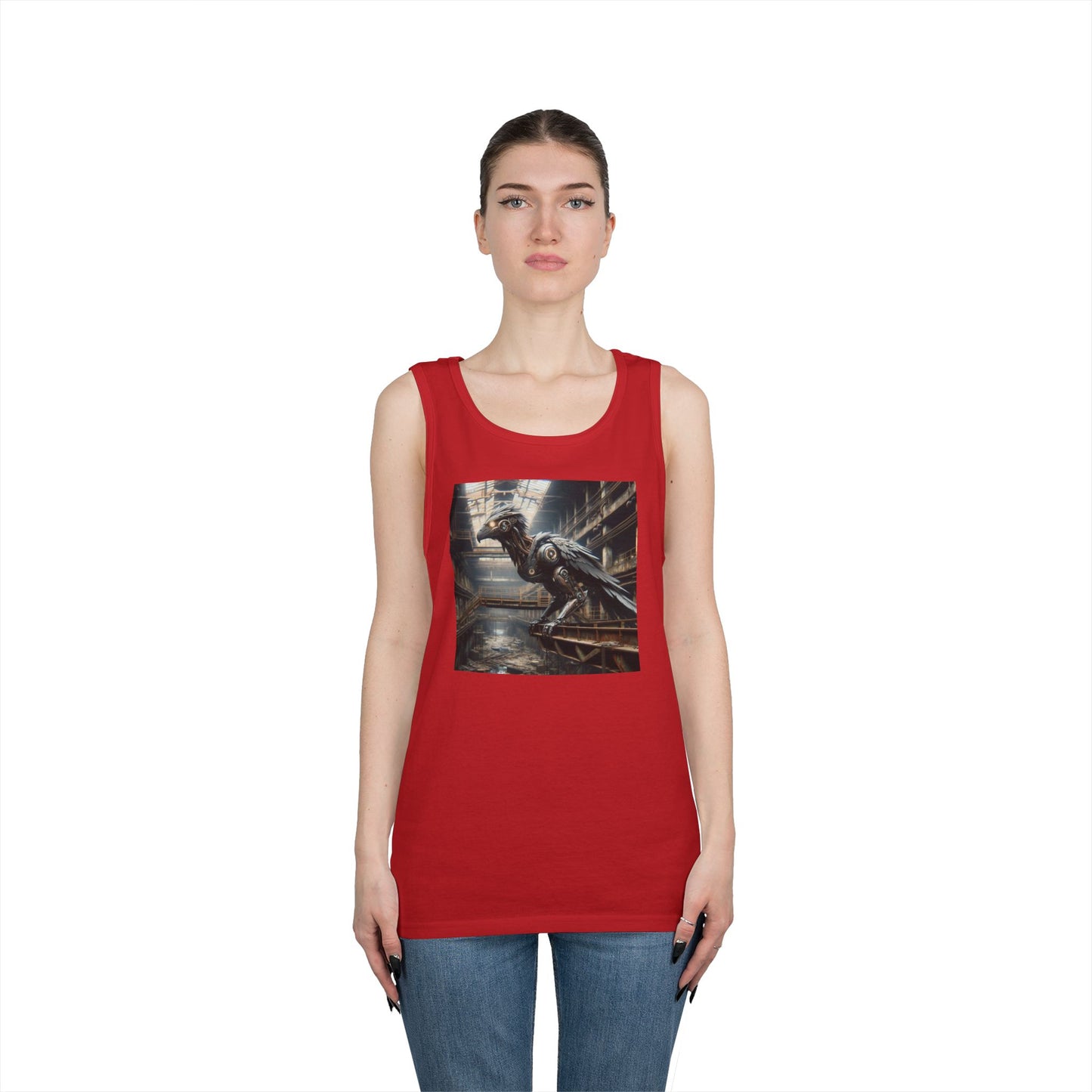 Camiseta de tirantes | Unisex | Algodón grueso | Steampunk Distópico | Cuervo Mecánico