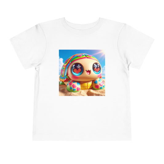 T-shirt | T-shirt pour tout-petits | Manches courtes | Kawaii Fantaisie | Tortue Arc-en-ciel