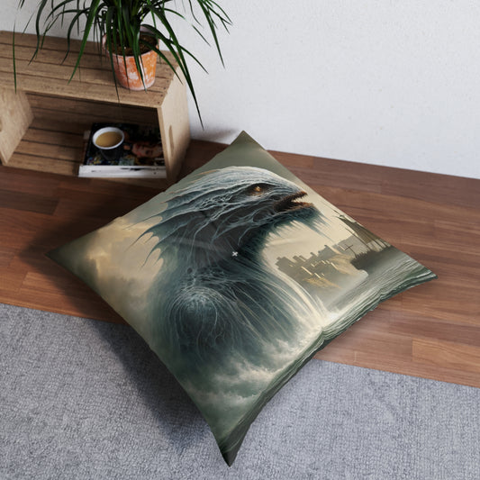 Almohada | Cojín de suelo | Con mechones | Cuadrado | Mitología Nórdica | Jörmungandr | Serpiente