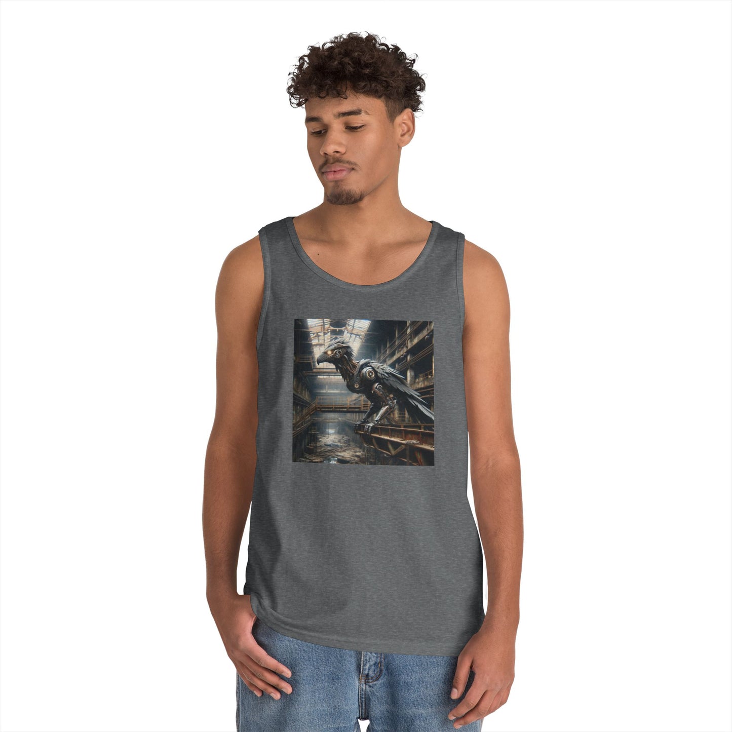 Camiseta de tirantes | Unisex | Algodón grueso | Steampunk Distópico | Cuervo Mecánico