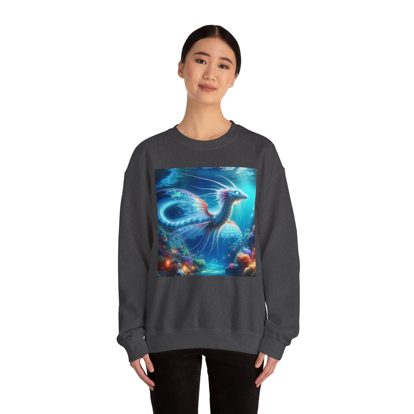 Bluza dresowa | Unisex | Okrągły dekolt | Gruba mieszanka | Mitologia morska | Ryujin | Smok wodny