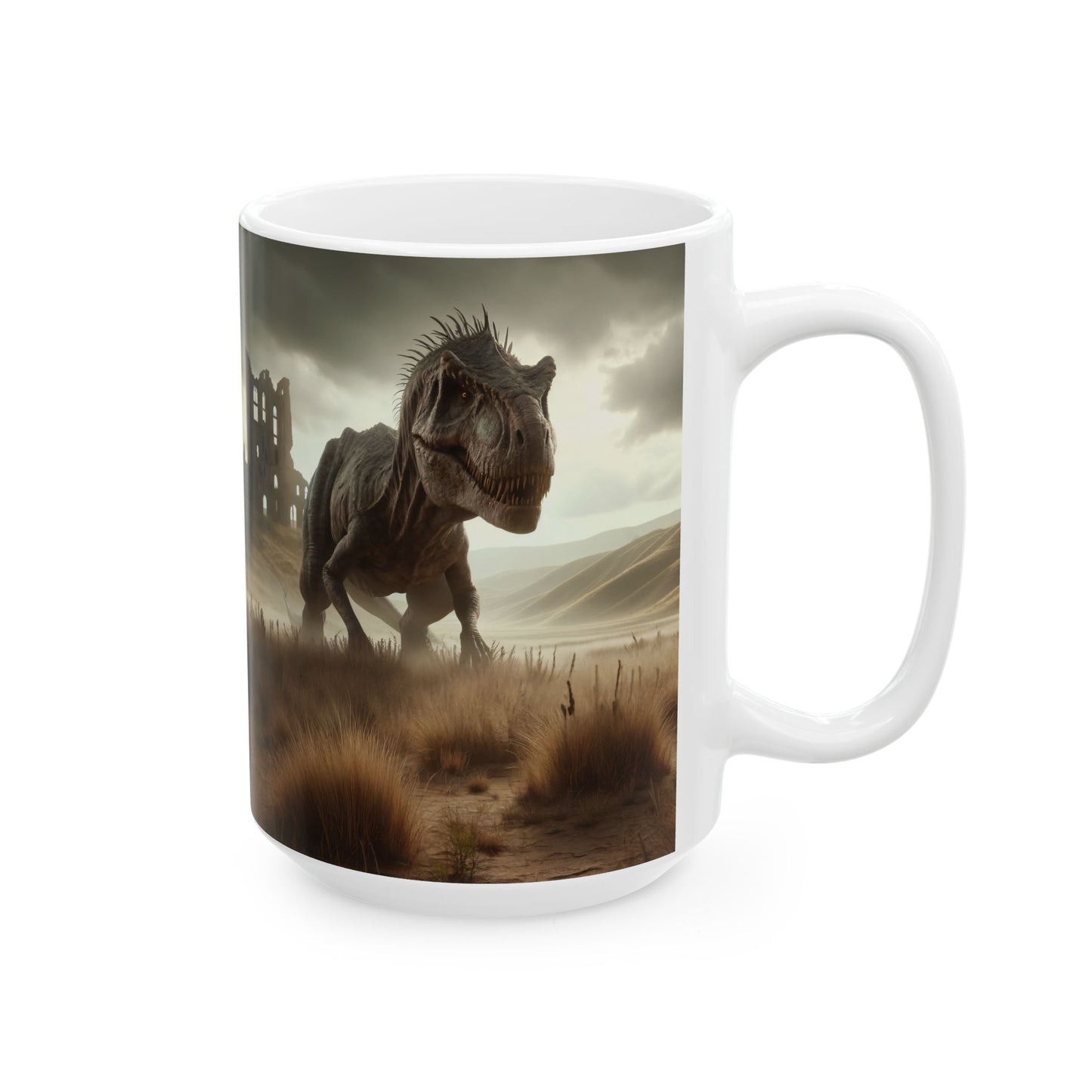 Tazza | Ceramica | Bianca | Paleofinzione | Dinosauri Preistorici | T-Rex