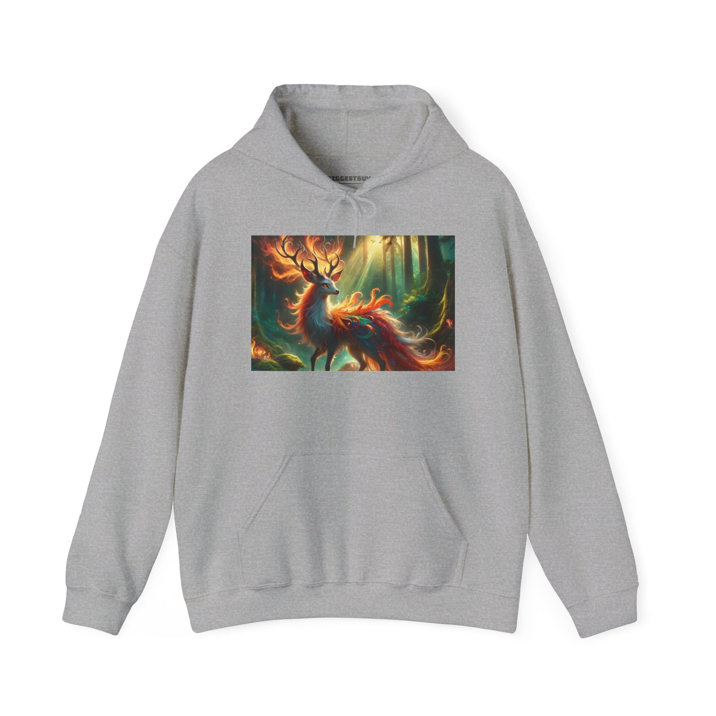 Felpa con cappuccio | Unisex | Felpa con cappuccio | Misto pesante | Mitologia Fantastica | Cervo di Fuoco