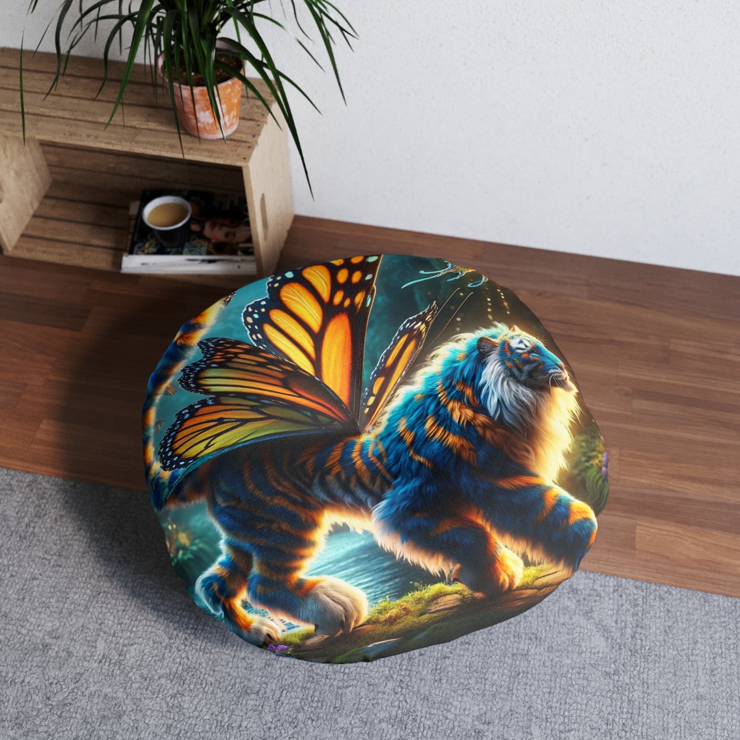 وسادة | وسادة أرضية | معنقدة | دائرية | الخيال السحري | نمر الفراشة