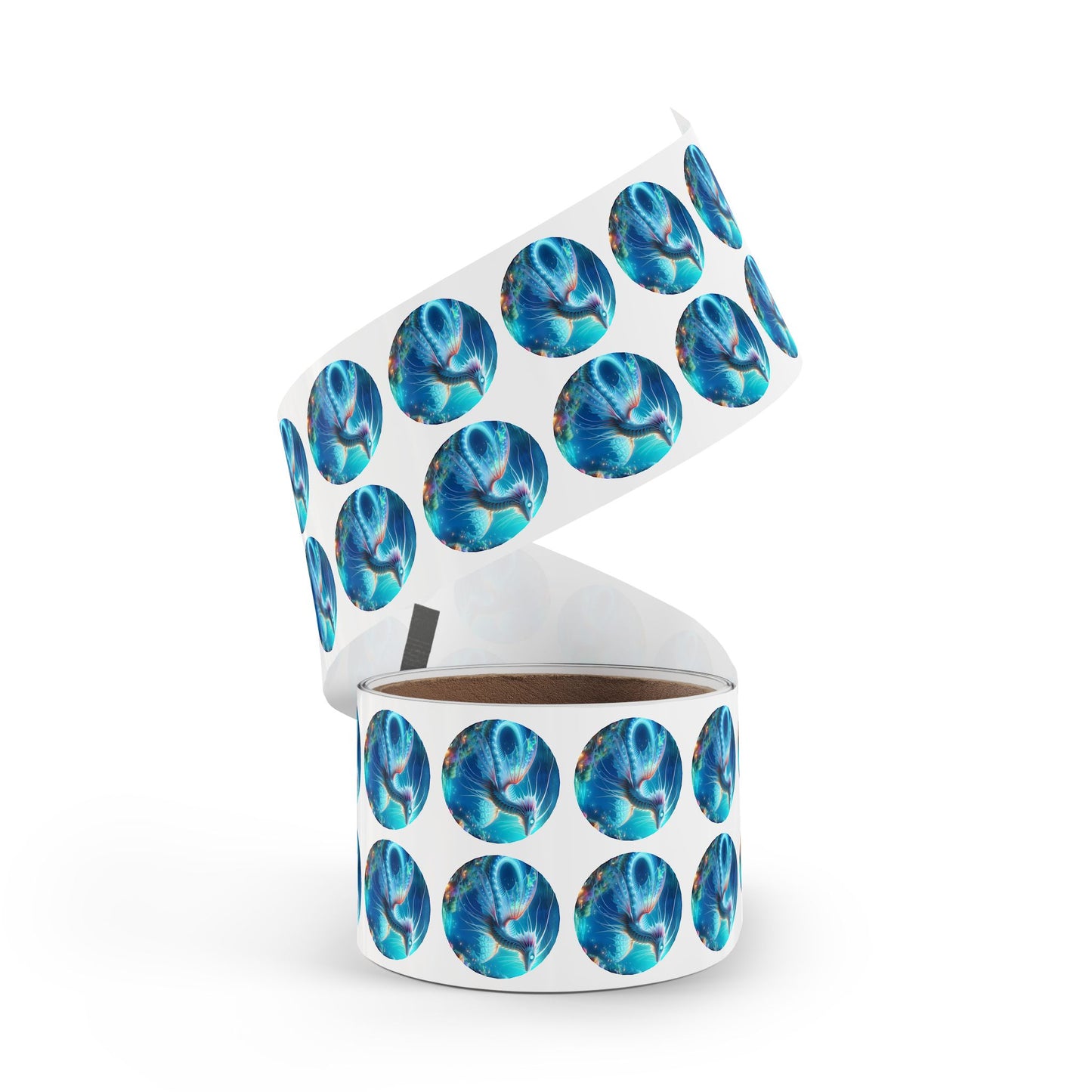 Aufkleberrolle | Rund | Mythische Wasserdrachen | Mizuchi