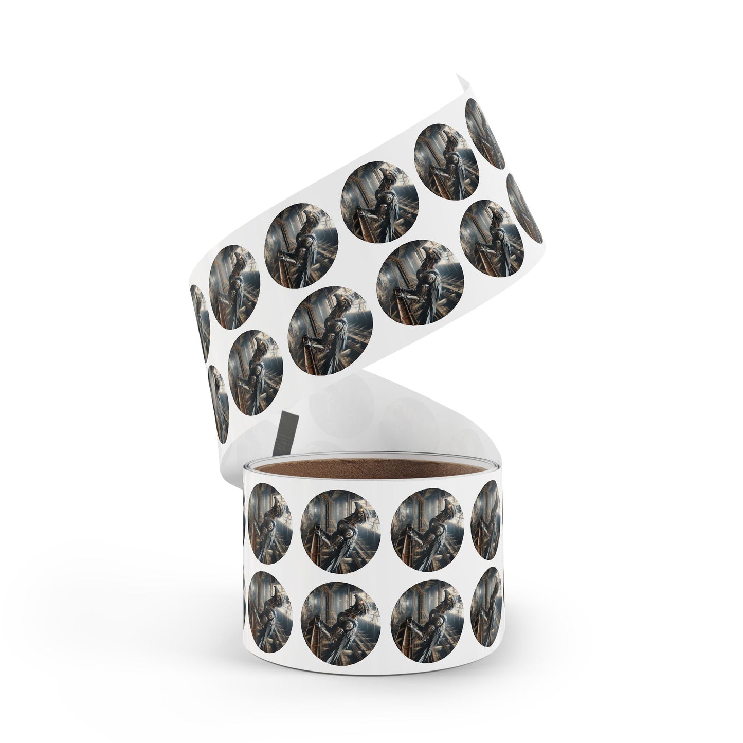 Stickerlabelrol | Rond | Steampunk | Klokwerk Mechanica | Raaf