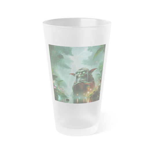 Glass | Pint Glass | Frosted | Shamanic Fantasy | Boggart | Goblin