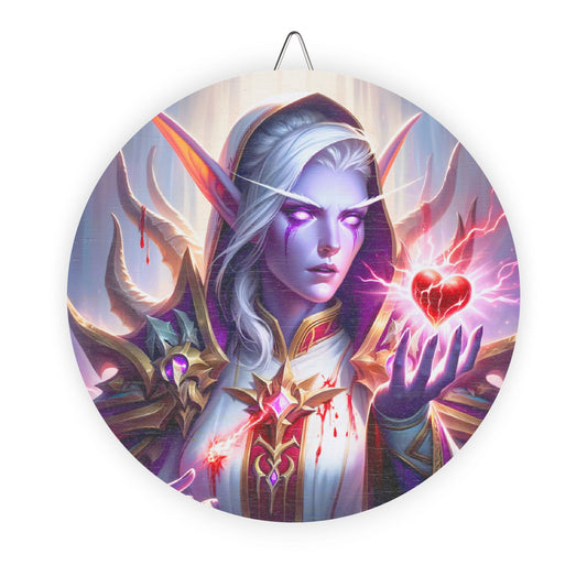 سائن | لکڑی کا | خیالی فن | جادوئی الف وارڈن | ارغوانی دل