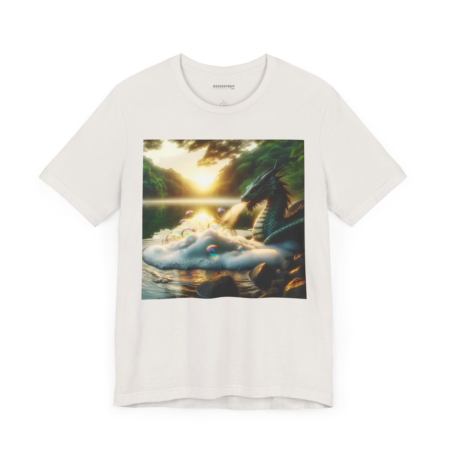 เสื้อยืด | ยูนิเซ็กส์ | เสื้อยืดเจอร์ซีย์ | แขนสั้น | แฟนตาซีมังกร | มังกรริมทะเลสาบ
