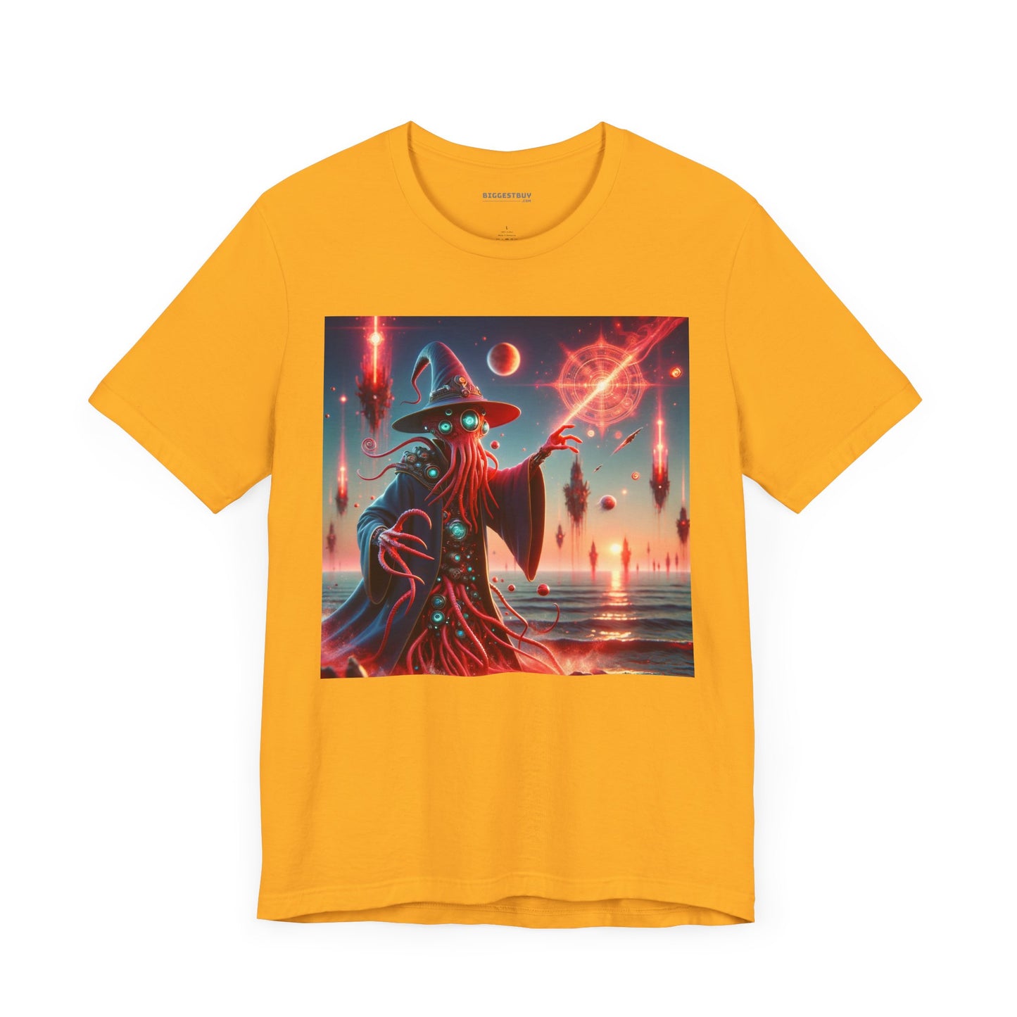 Tシャツ | ユニセックス | ジャージーTシャツ | 半袖 | ラヴクラフト風ホラー | 宇宙の魔術師