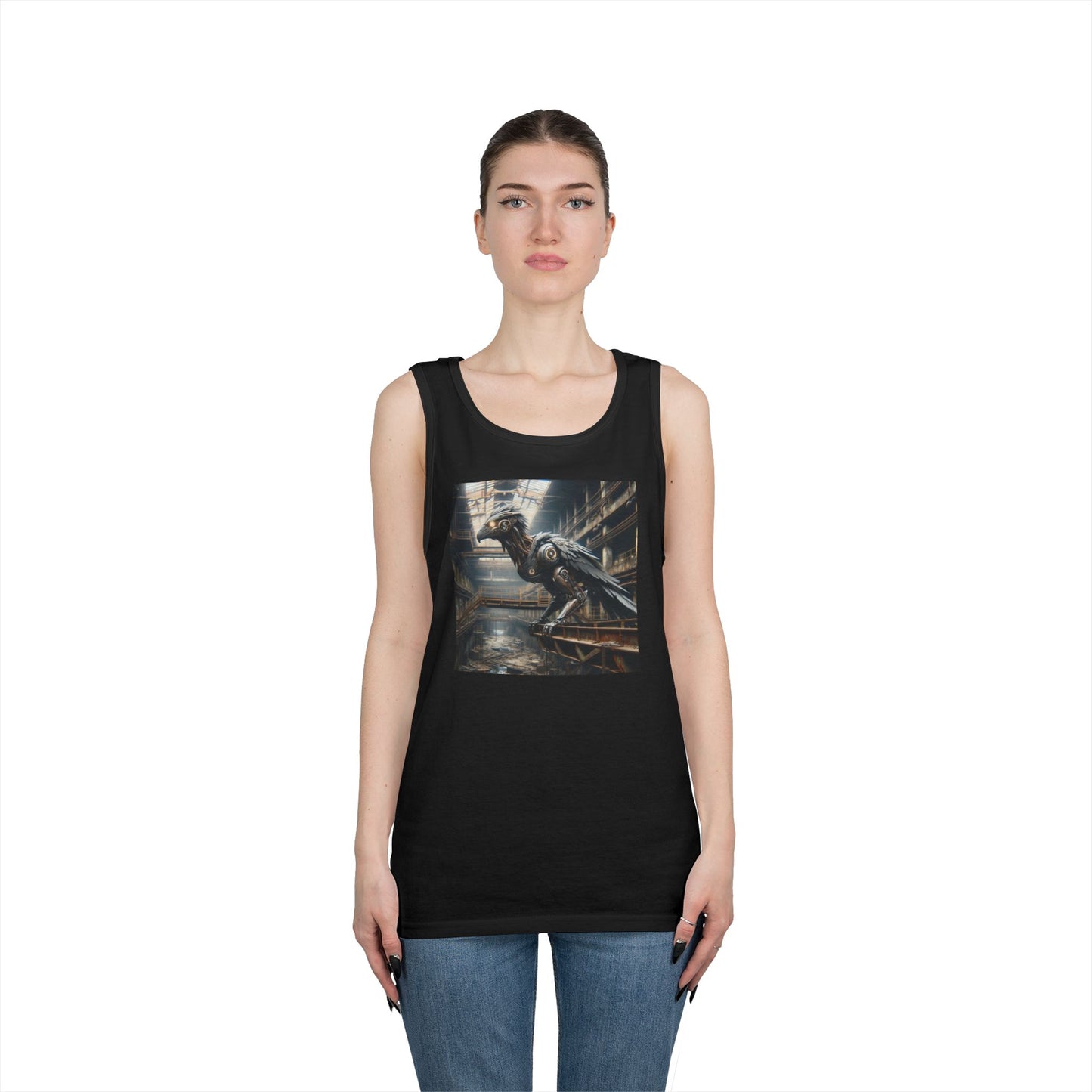 Camiseta de tirantes | Unisex | Algodón grueso | Steampunk Distópico | Cuervo Mecánico