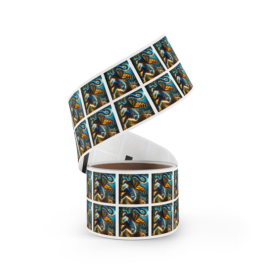 Stickerlabelrol | Vierkant | Magisch Realisme | Vlinder Tijger