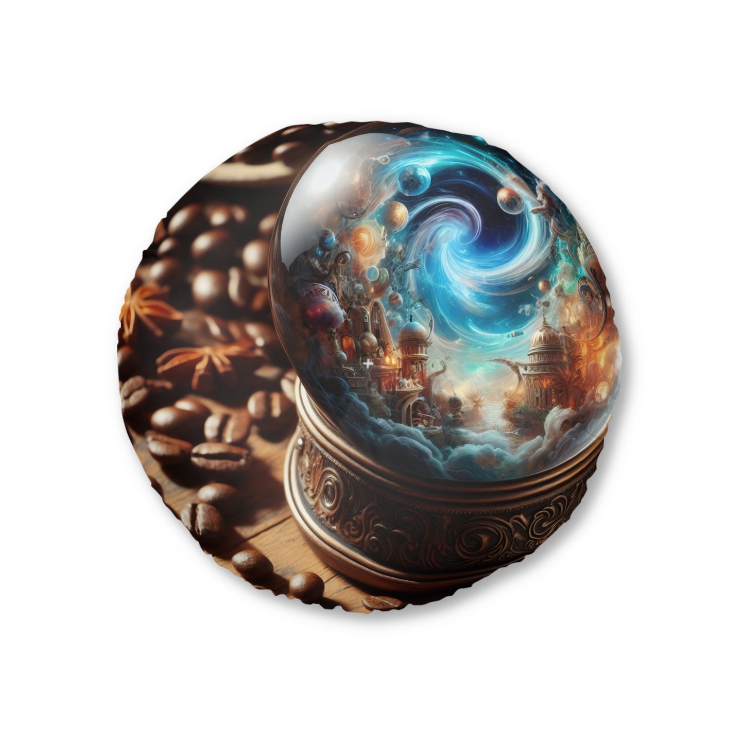 Kissen | Bodenkissen | Gesteppt | Rund | Kosmische Mythologie | Schneekugel