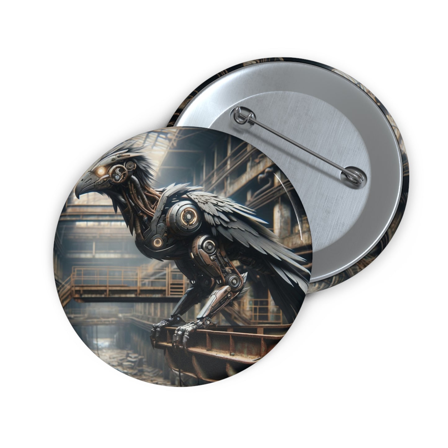 Spilla | Spilla da balia | Con spilla sul retro | Steampunk Post-Apocalittico | Corvo Meccanico