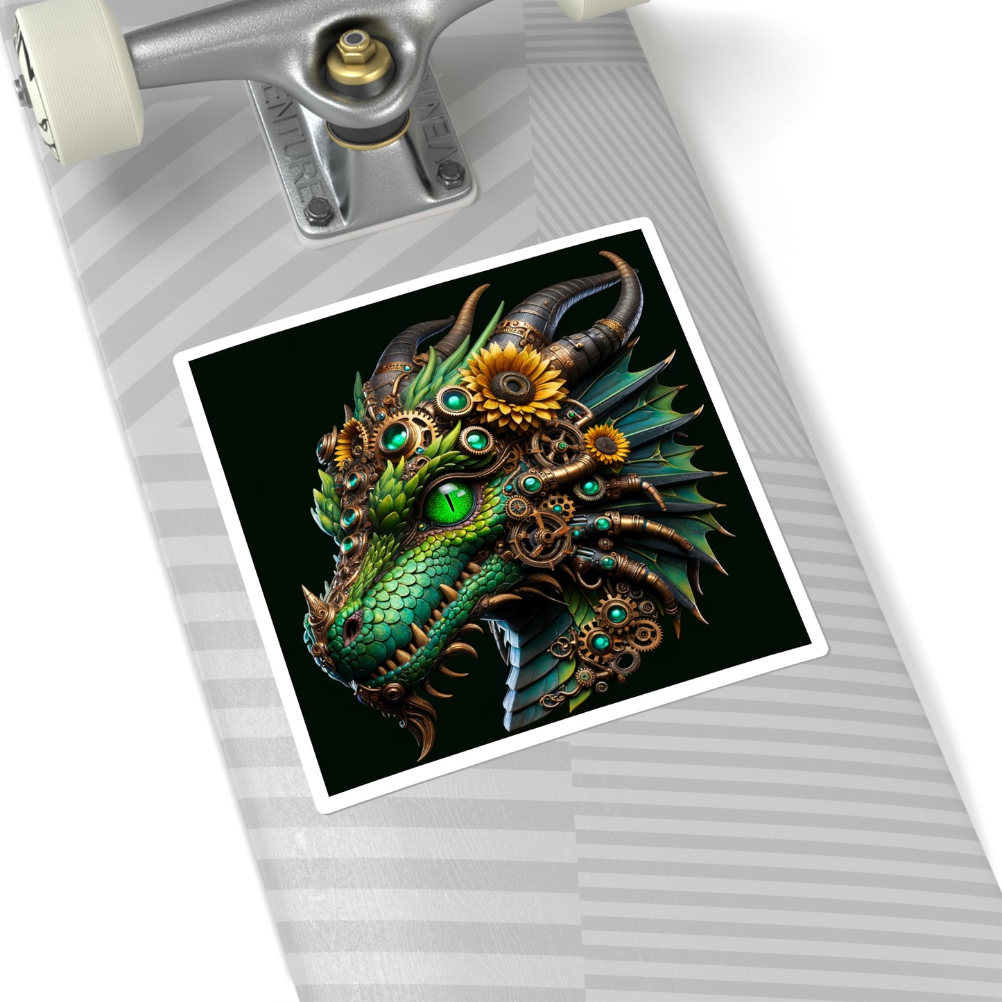 Sticker | Vierkant | Steampunk Fantasie | Mechanische Draak