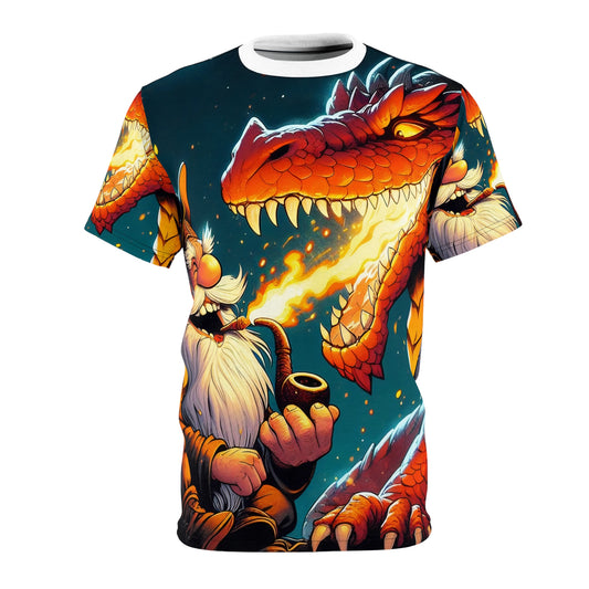 Tシャツ | 全面プリント | ユニセックスTシャツ | ハイファンタジー | ドラゴンスレイヤー | 魔法対決