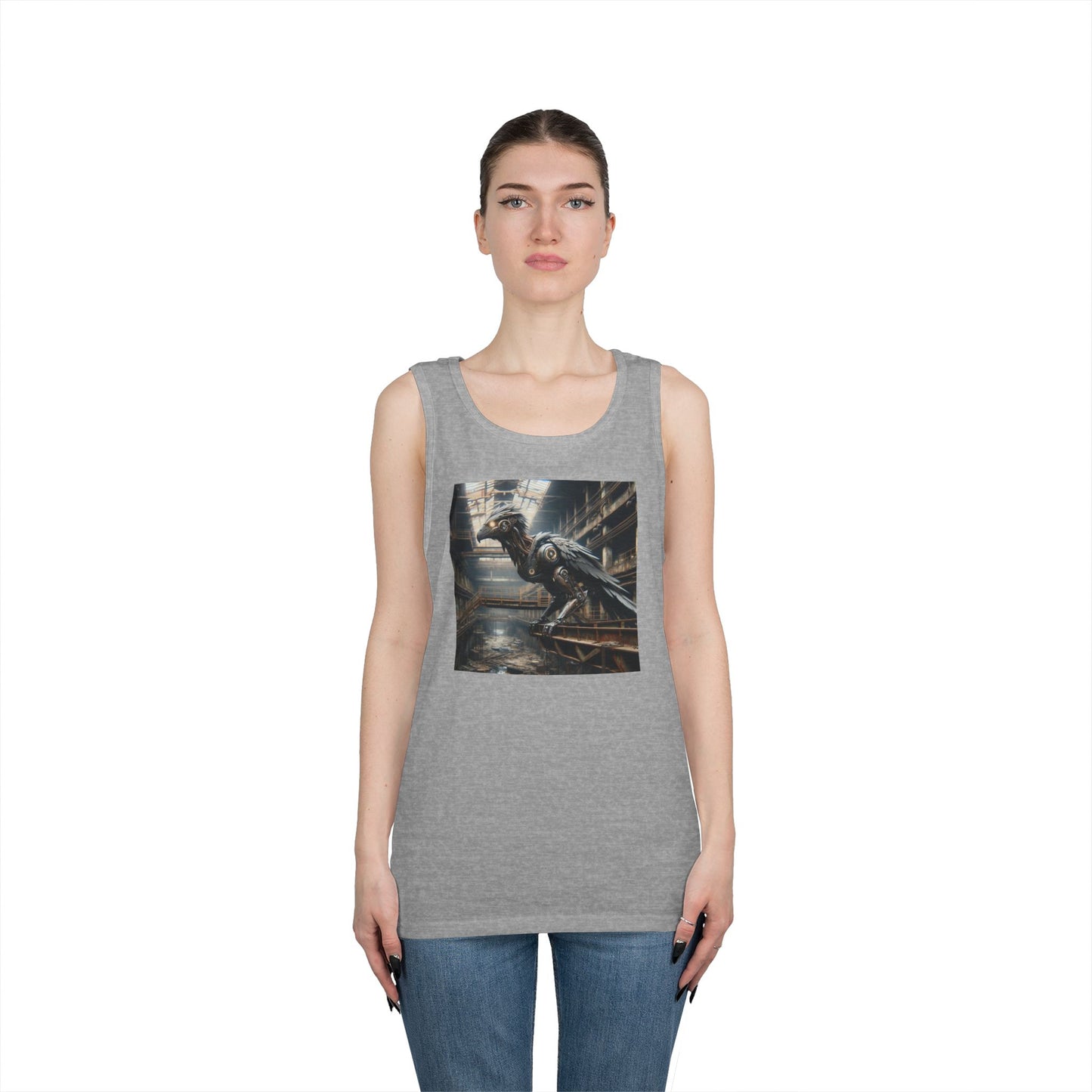 Camiseta de tirantes | Unisex | Algodón grueso | Steampunk Distópico | Cuervo Mecánico