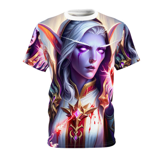 ٹی شرٹ | آل اوور پرنٹ | یونیسیکس ٹی | خیالی فن | جادوئی الف وارڈن | ارغوانی دل