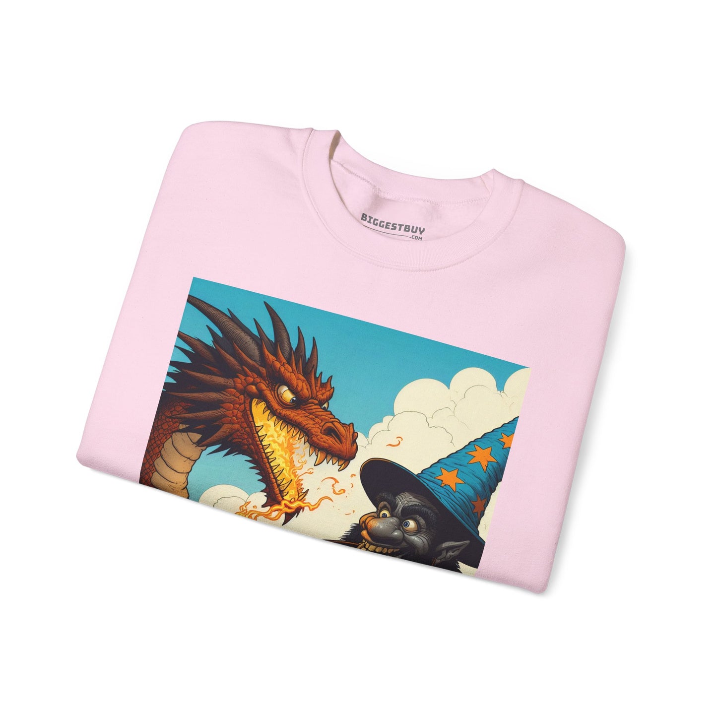 Bluza dresowa | Unisex | Okrągły dekolt | Gruba mieszanka | Heroiczne fantasy | Smok i czarodziej