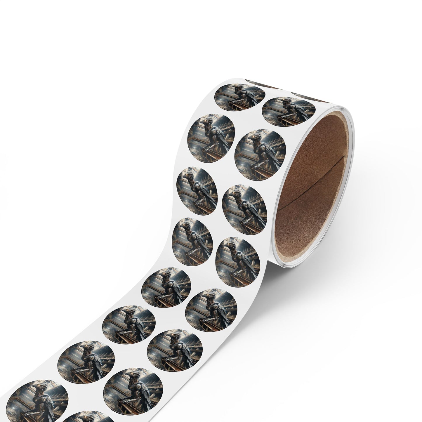 Stickerlabelrol | Rond | Steampunk | Klokwerk Mechanica | Raaf