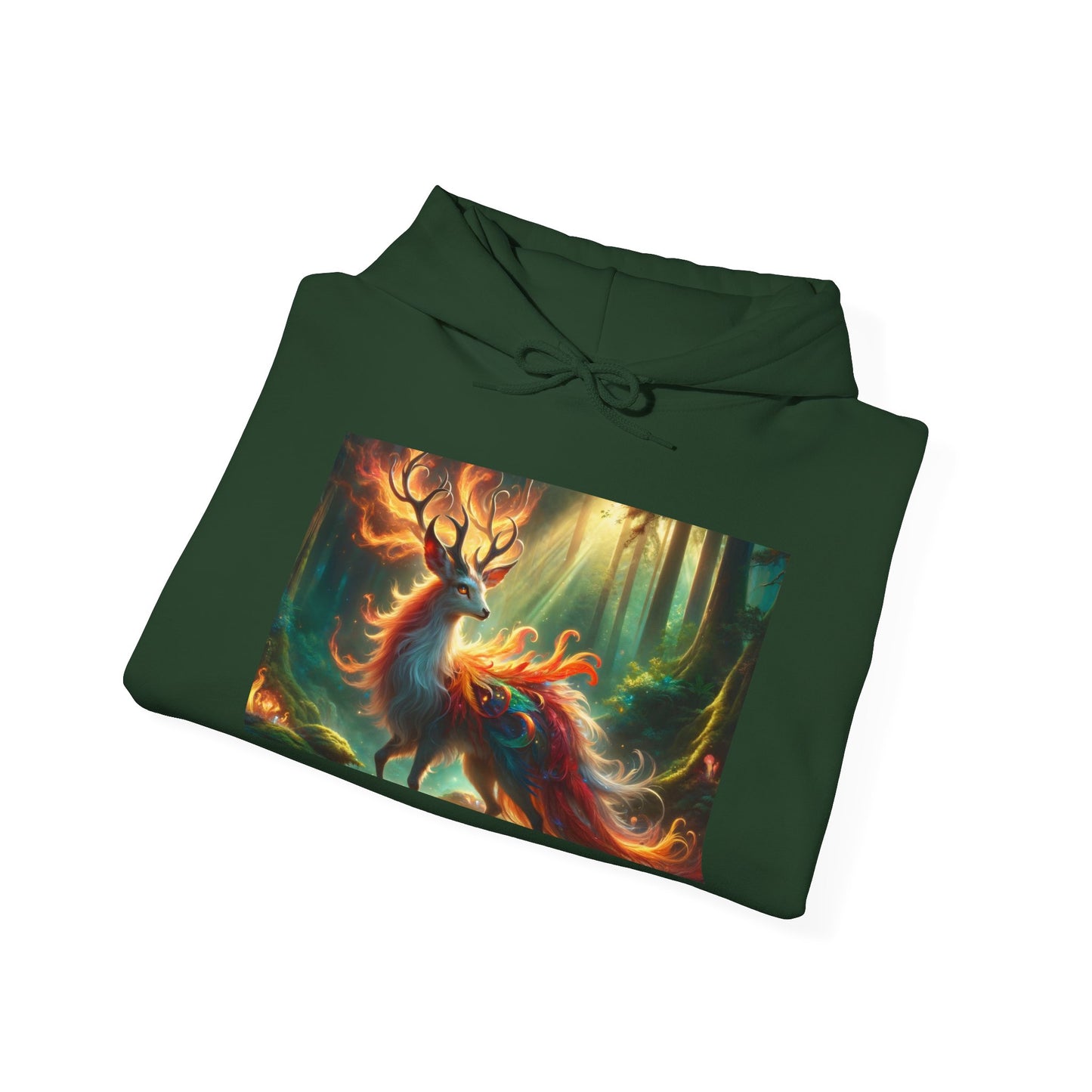 Felpa con cappuccio | Unisex | Felpa con cappuccio | Misto pesante | Mitologia Fantastica | Cervo di Fuoco
