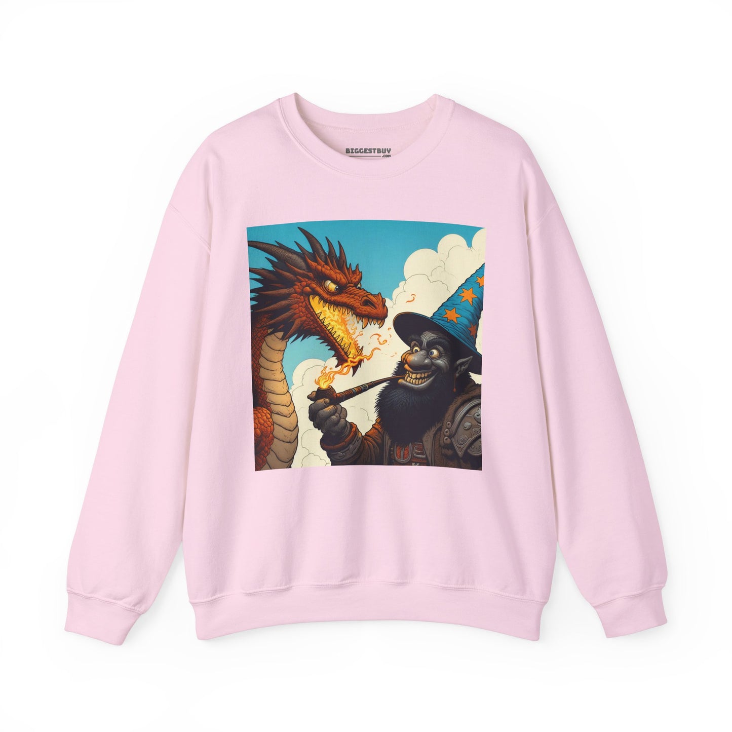 Bluza dresowa | Unisex | Okrągły dekolt | Gruba mieszanka | Heroiczne fantasy | Smok i czarodziej